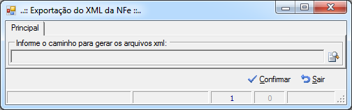 Tela de Exportação do XML da NFe