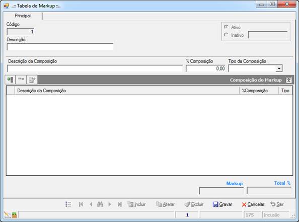 Tela de Markup
