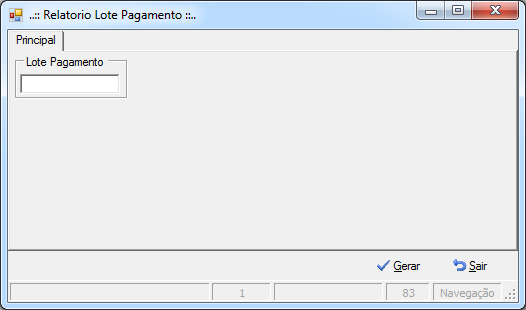 Tela Relatório de Lote de Pagamento