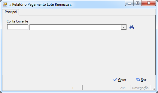 Tela Relatório Pagamento Lote Remessa