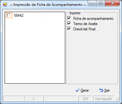 Tela de Impressão da Ficha de Acompanhamento