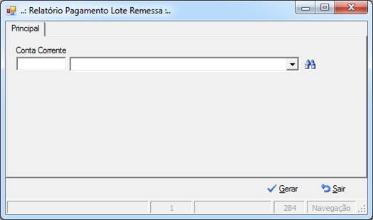 Tela Relatório Pagamento Lote Remessa