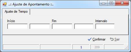 Tela de Ajuste de Apontamento: Ajuste de Tempo