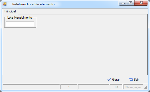 Tela Relatório de Lote de Recebimento