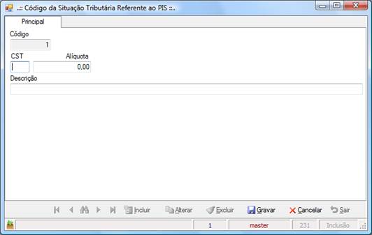 Cadastro de CST de PIS