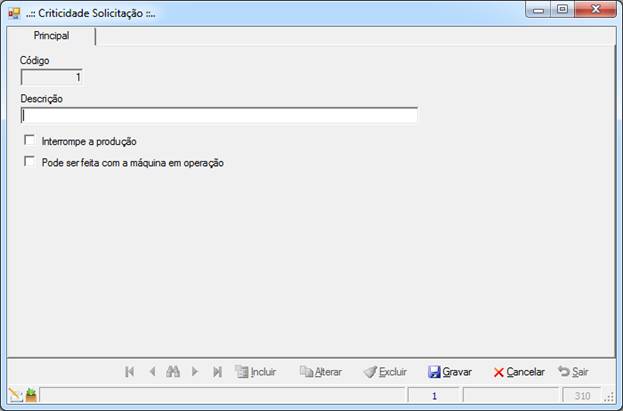Tela de Criticidade da Solicitação