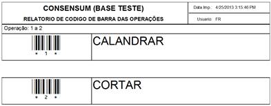 Tela de Relatório de Operação