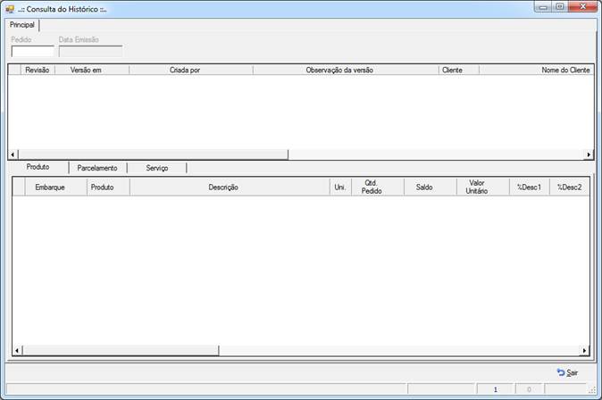 Tela de Consulta do Histórico do Pedido