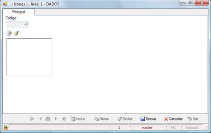 Configurações: cadastro de ícones: Este icone é usado para representar uma tela do sistema. (Veja: Ícones no Desktop)