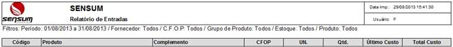Exemplo do modelo Geral por produto